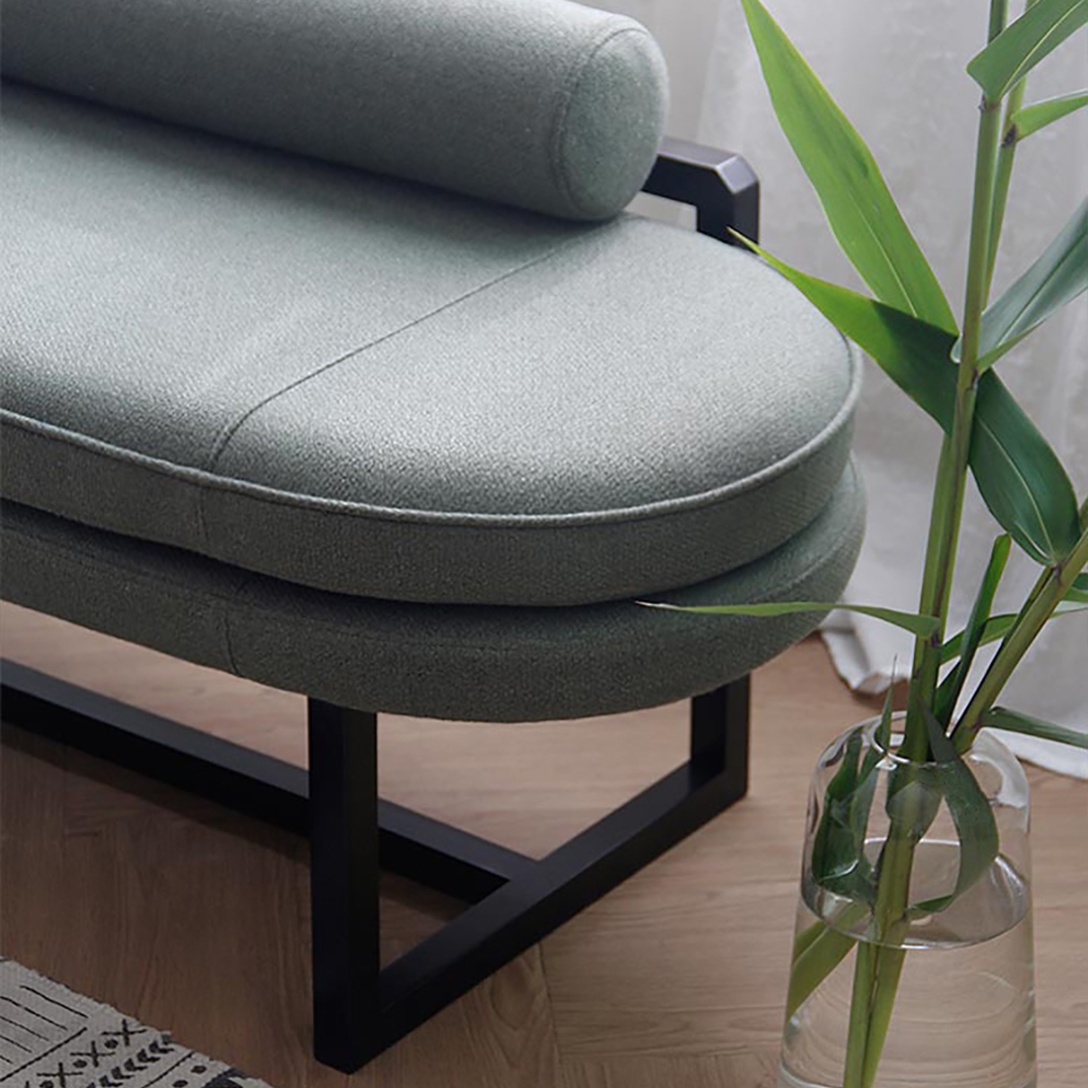 31.5" Green Modern Cotton&Linen Upholstered Bench in Cotton and Linen window image