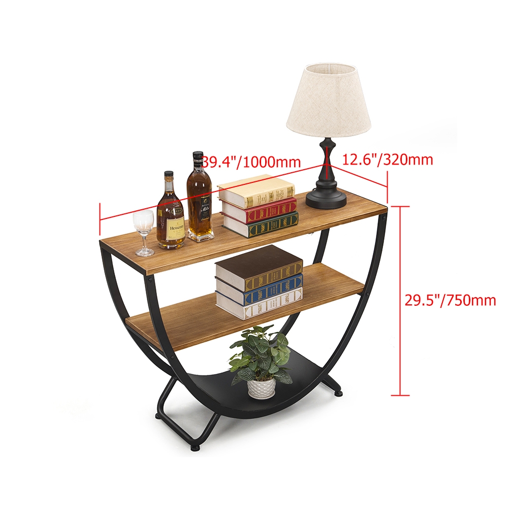 Modern Console Table 3-Tiered with Shelf Entryway Table with Storage window image