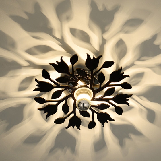 Bloom Indoor Wall Sconce 1 Light with Natural Shadow Black-Small window image