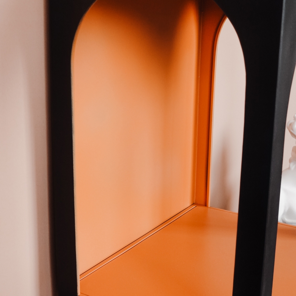 Black & Orange Modern End Table with Storage 2- Tiered Side Table window image