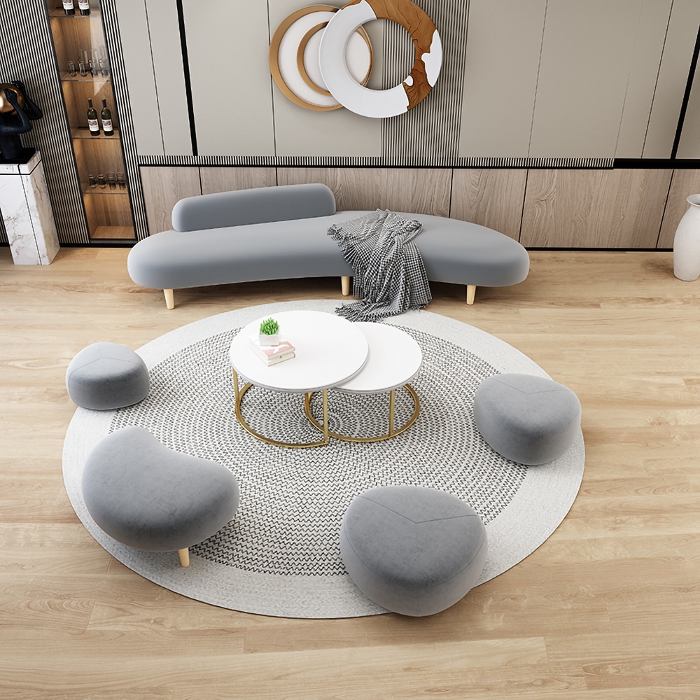 Modern 2400mm Upholstered Sofa Grey Velvet Couch 4-Seater Sofa Armless Sofa window image