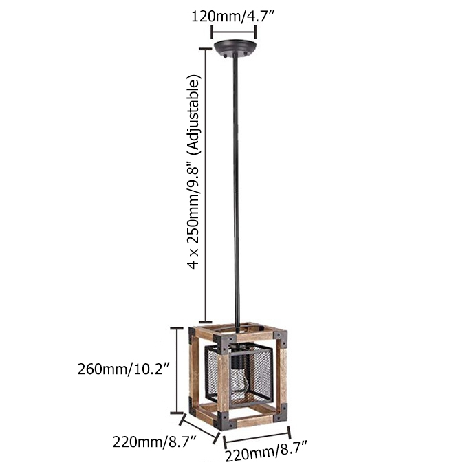 Farmhouse 1-Light Lantern Pendant Light Industrial Black Metal Wire Cage Wood Ceiling Light window image