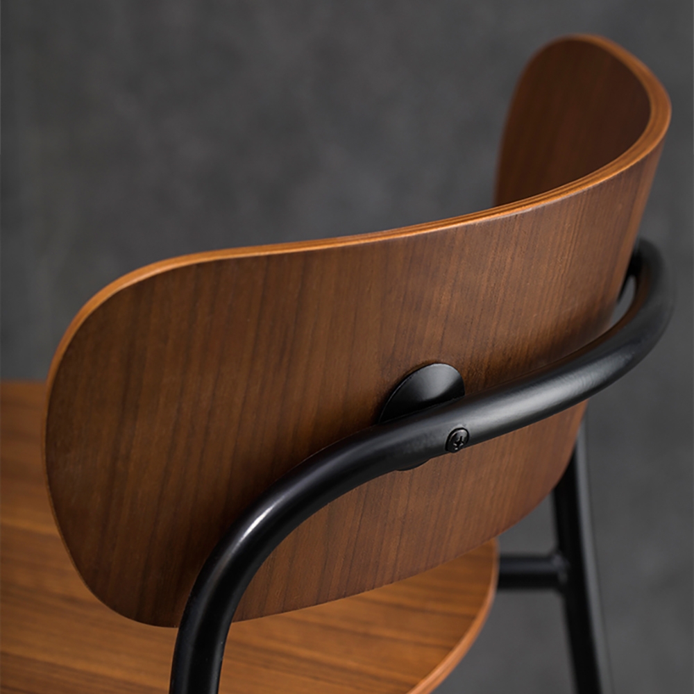 Walnut Counter Height Bar Stool Solid Wood Counter Stool with Footrest Metal window image