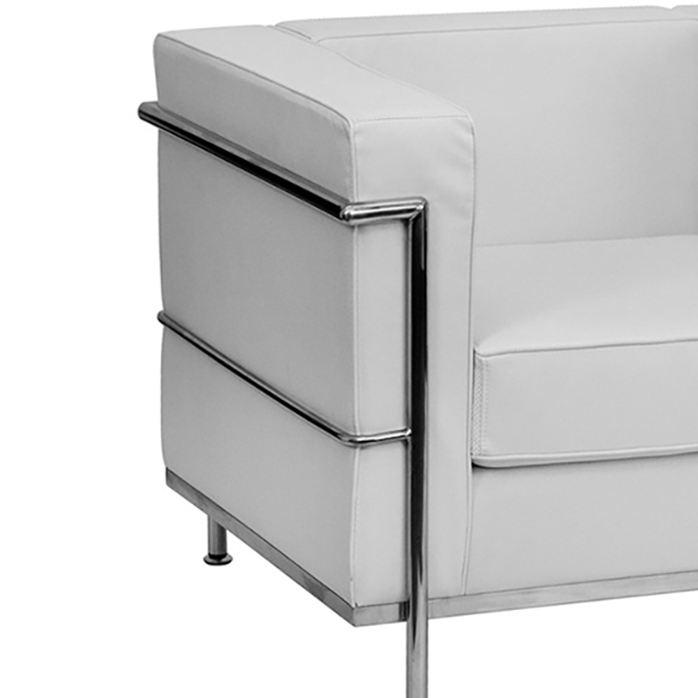 Industrial Accent Chair Leather Upholstered Accent Chair in Stainless Steel Frame window image