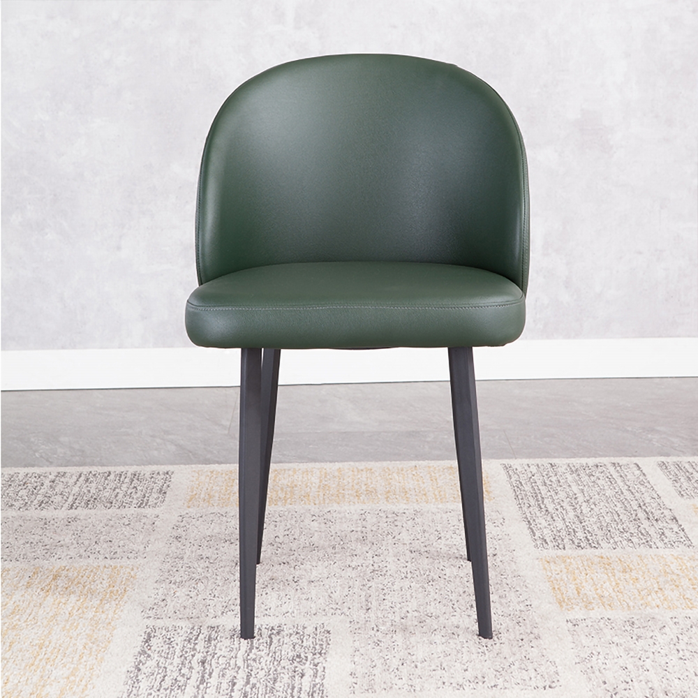 Modern Green Upholstered PU Leather Carbon Steel Leg Side Chair Set of 2 in Black window image