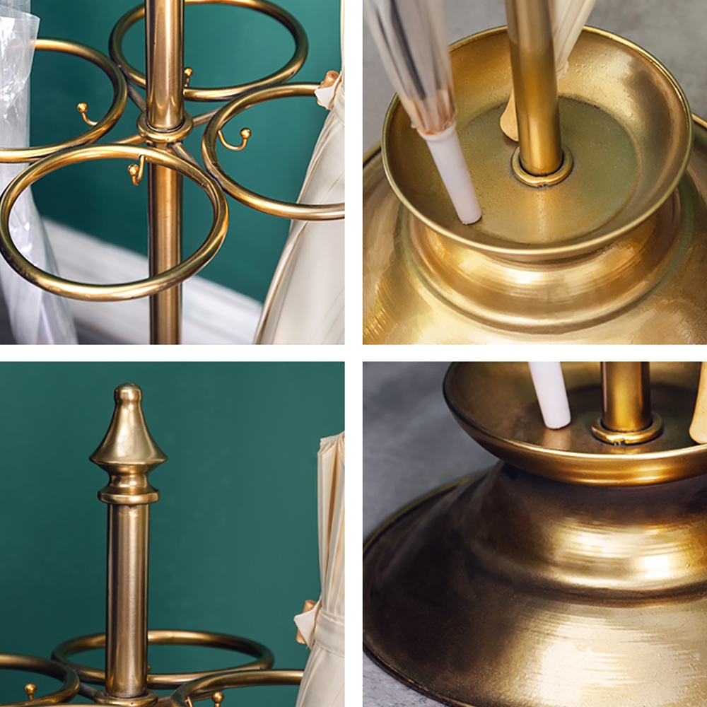 Retro Golden Umbrella Stand in Metal for Long/Folding Umbrella window image