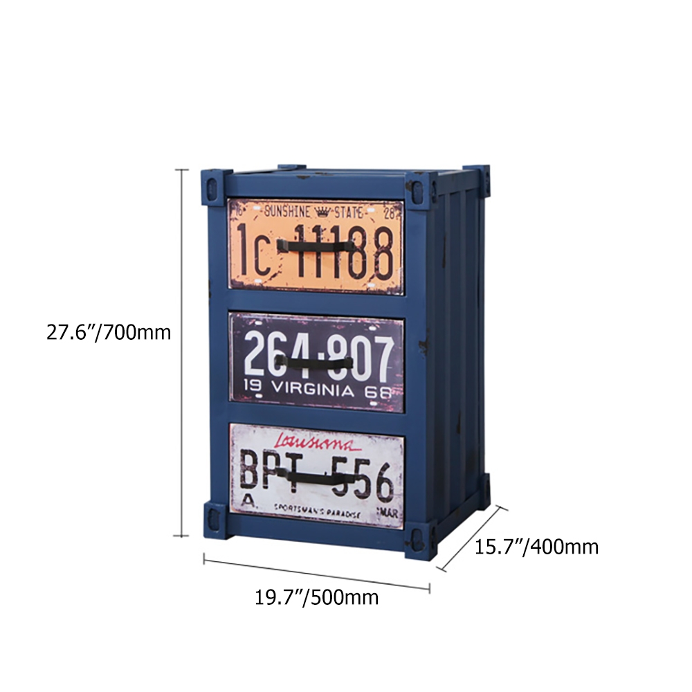 Industrial Blue Storage Cabinet Container Chest with 3 Drawers window image
