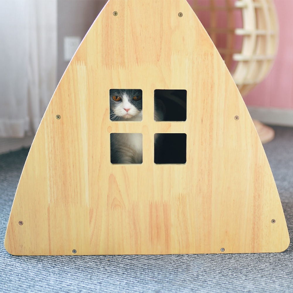 540mm Triangle Cat Bed Portable Cat Cave with Crawl Scratch window image