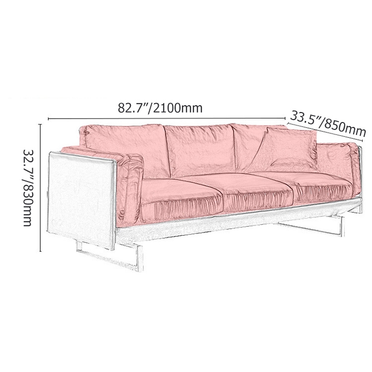 Modern Black Genuine Leather Sofa Upholstered 83" Living Room Sofa Solid Wood Frame Metal Base Sofa window image