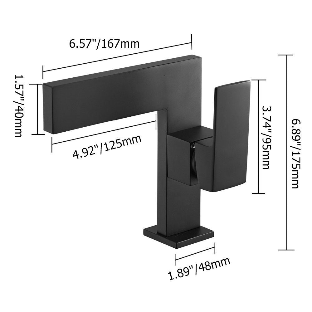 Ultra-Thin Matte Black Single Handle Waterfall Bathroom Sink Faucet Solid Brass 1-Hole window image