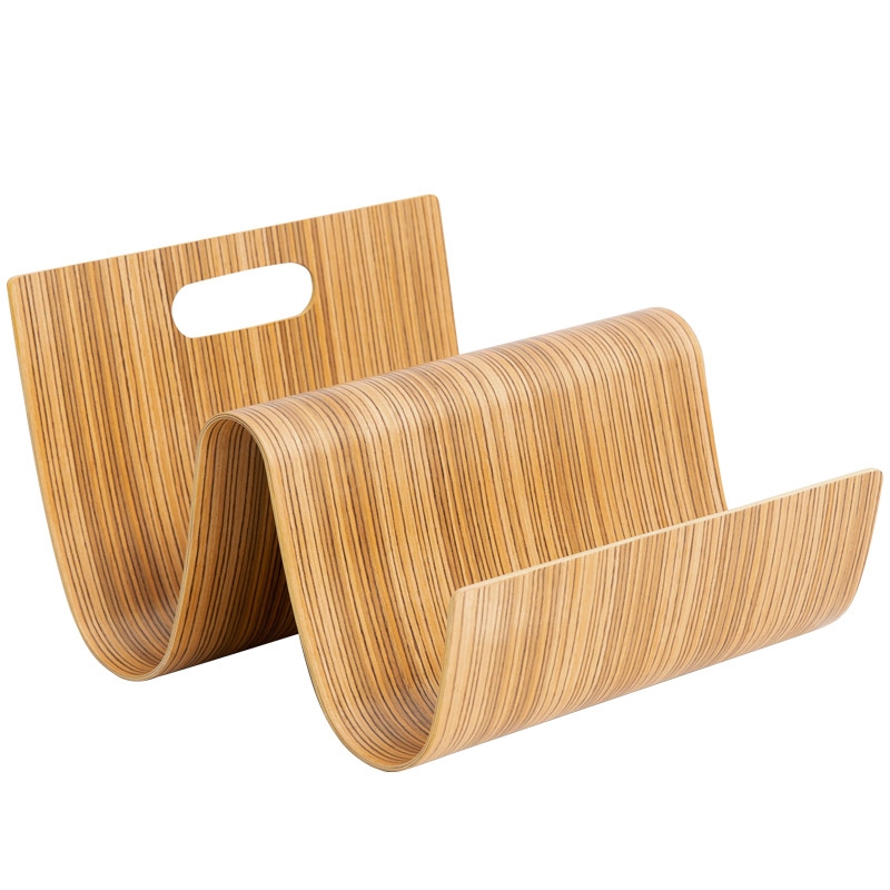 Modern Creative W Shape Freestanding Desk Organization Wooden Display Rack in Oak window image