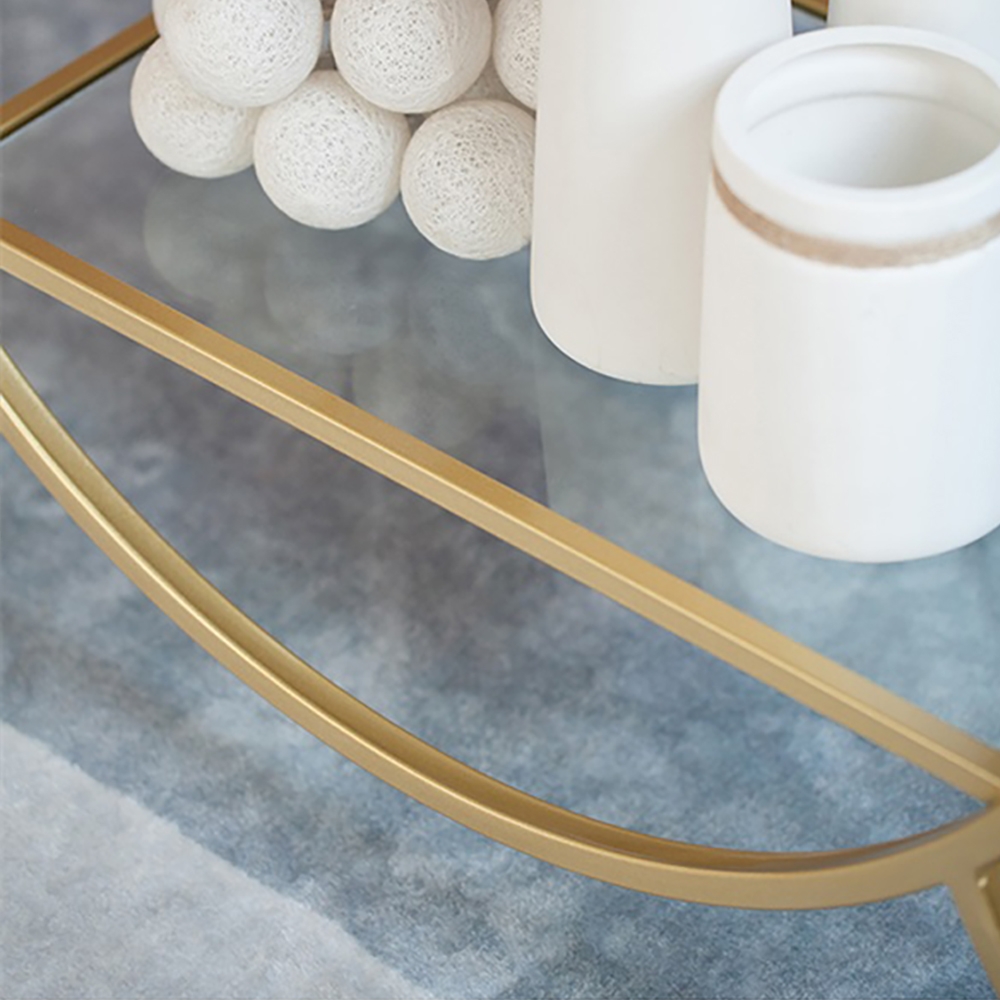 800mm Modern 2-Tier Utility Cart with Wheel Gold window image