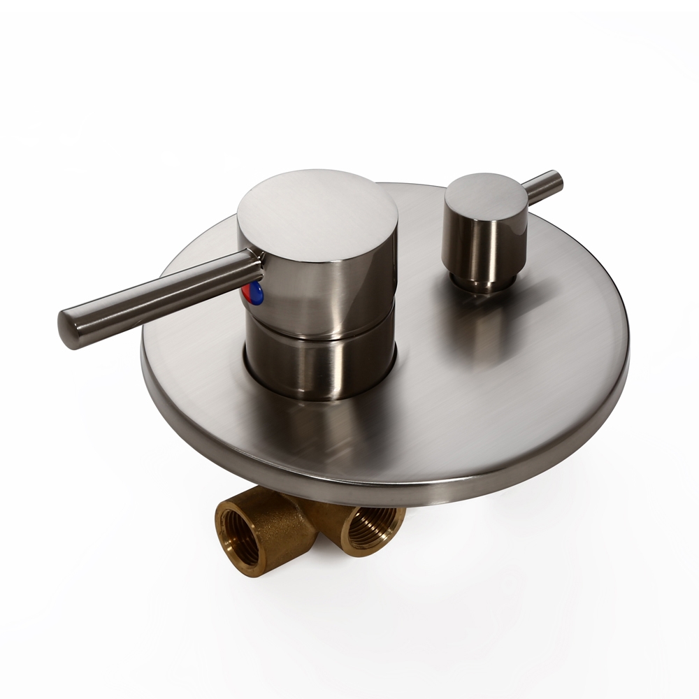 Round Shape Solid Brass Dual Function 2-Outlet Shower Valve in Brushed Nickel Finish window image