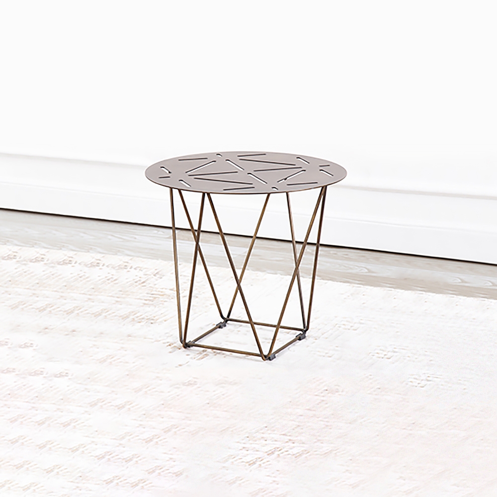 Industrial Loft Round Side Table Metal End Table window image