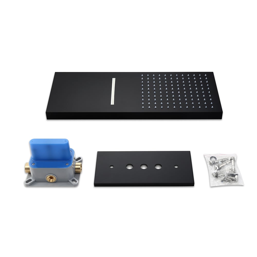 Modern Minimalist Wall Mounted 2-Function Rainfall & Waterfall Shower Head Matte Black window image