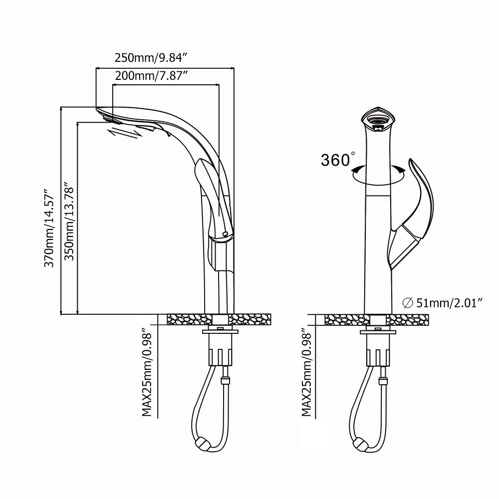 Zime Luxurious Gold 2-Function Pull Down Swivel Kitchen Faucet Single Handle Zinc Alloy Faucet window image