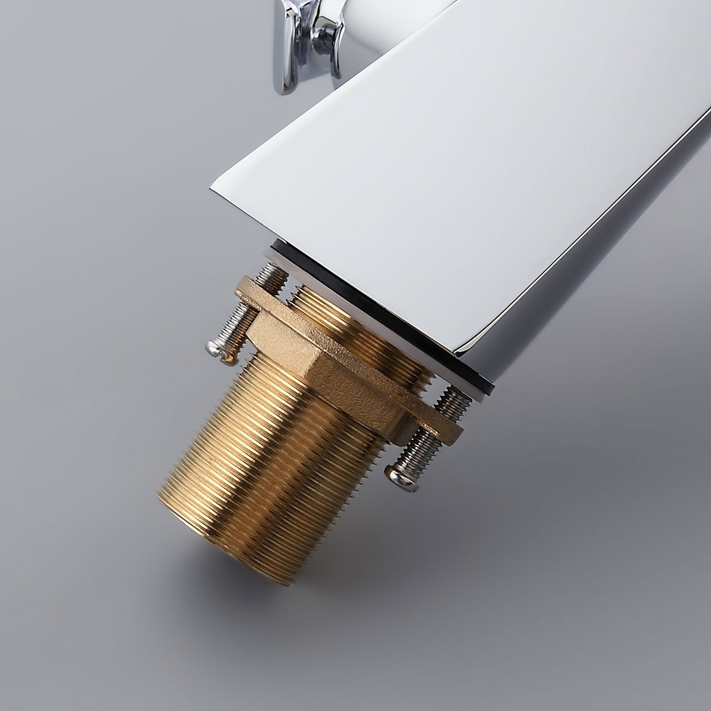 Modern One Hole Single Handle Brass Bathroom Basin Tap in Polished Chrome Solid Brass window image