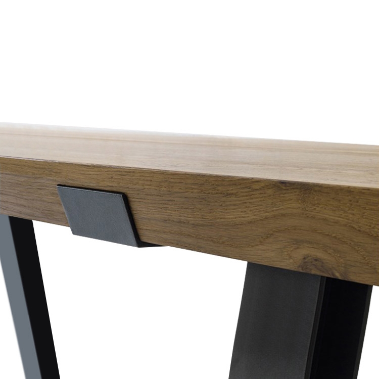 Industrial Style Rectangular Dining Table Solid Wood Tabletop with ...