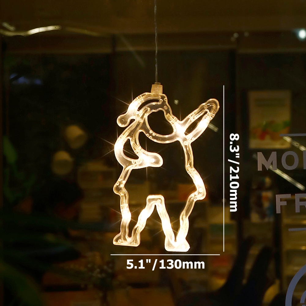 White Christmas Themed Window Lights Set of 6 Battery Powered LED Christmas Decoration window image