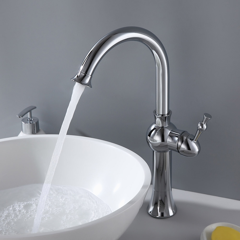 Fairmo Countertop Monoboc Tall Basin Mixer Tap for Bathroom Single Handle Solid Brass window image