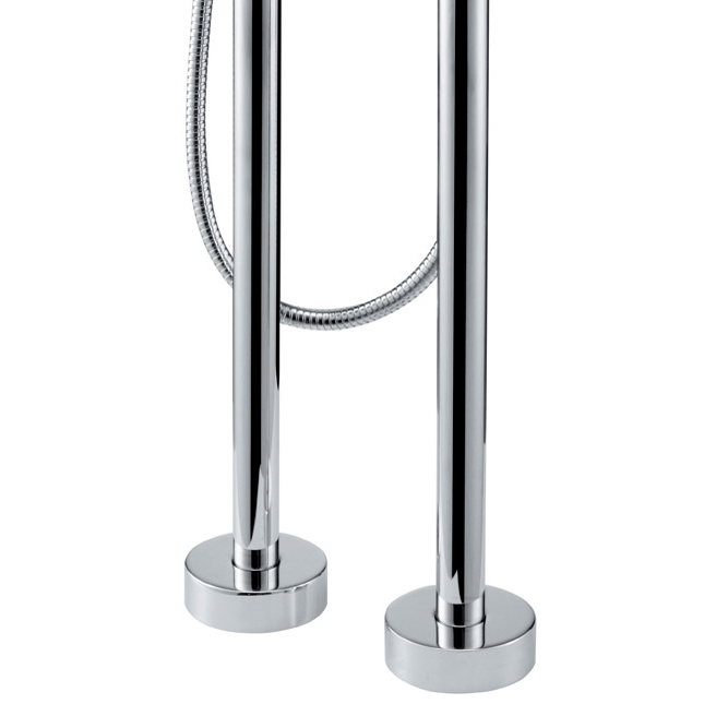 Stev Dual Lever Handle Floor Mounted Clawfoot Tub Filler Faucet in Polished Chrome Solid Brass window image
