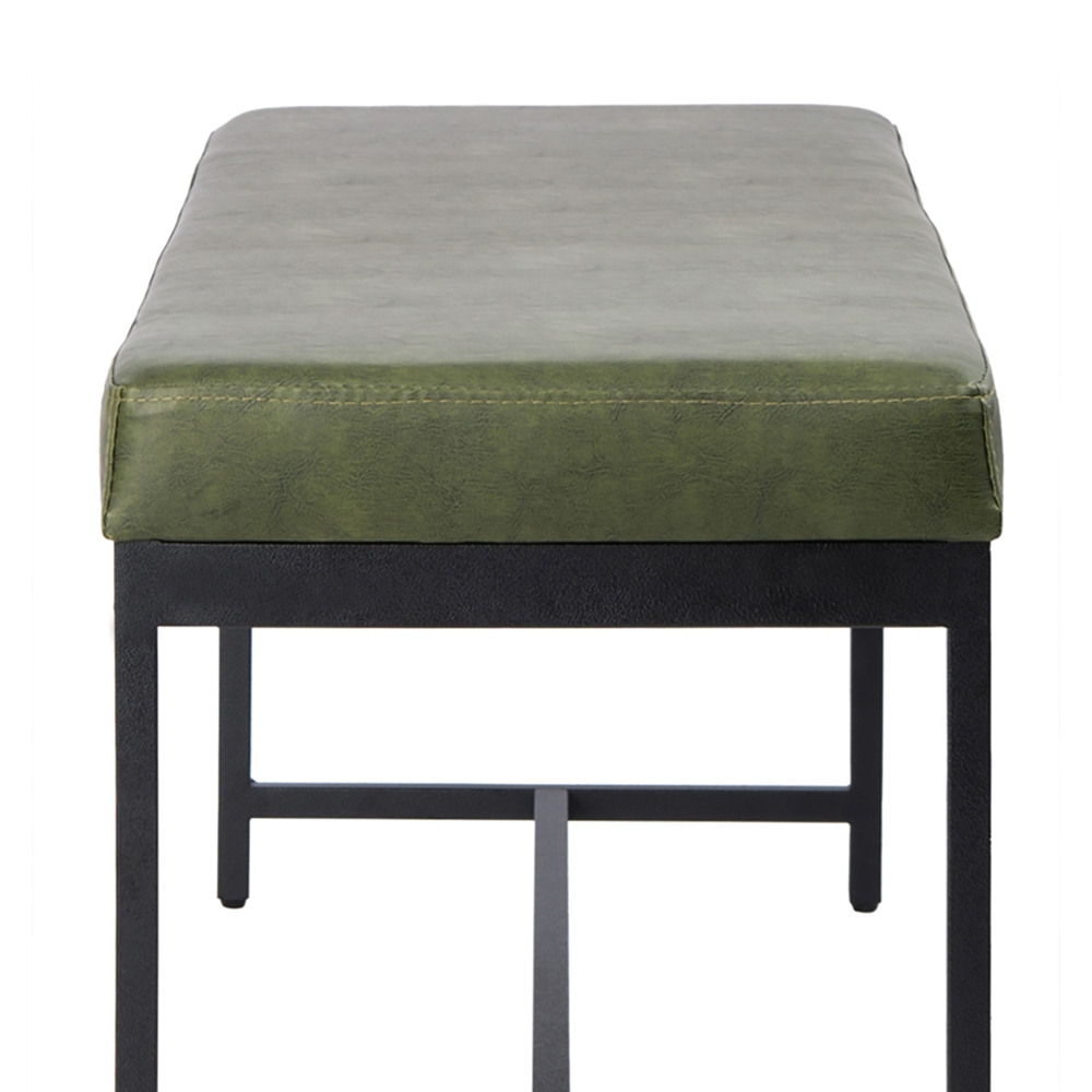 39.4'' Blackish Green Entryway Upholstered Bench with Faux Leather and Metal window image