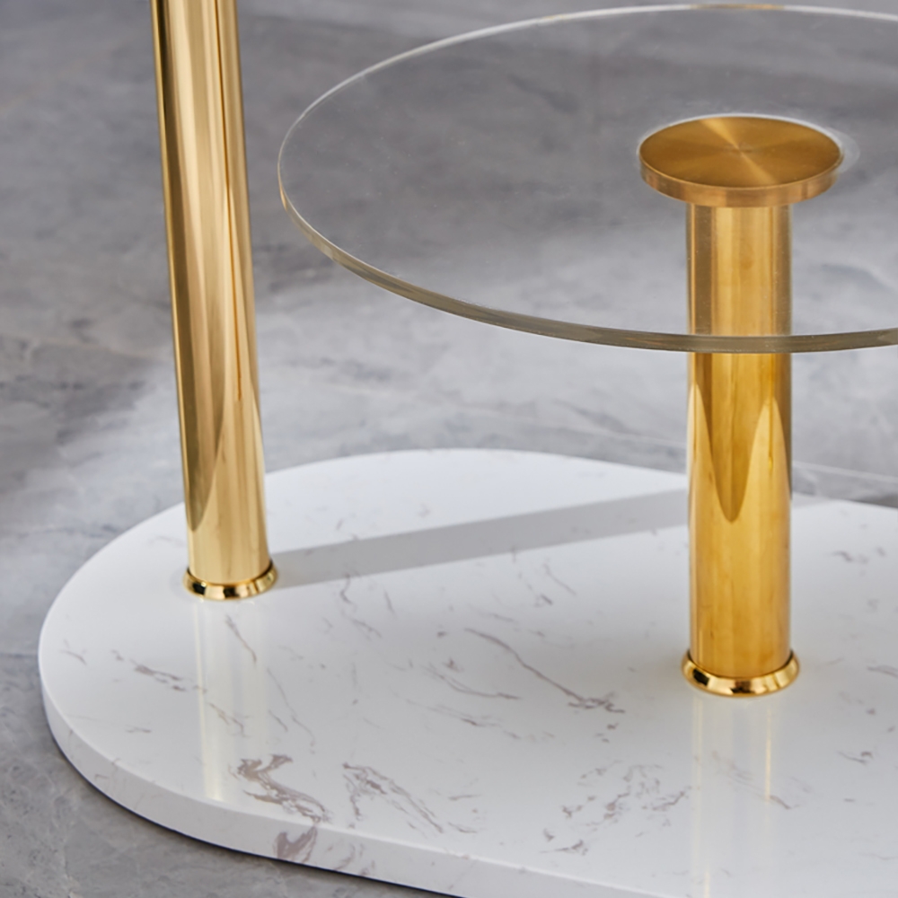 Modern Multi-functional Cloth Rack with Rail & Table in Gold window image