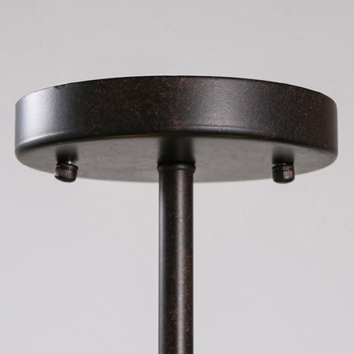 Retro Industrial 3-Light Drum-Shaped Metal & Wood Frame Semi Flush Ceiling Light in Rust window image