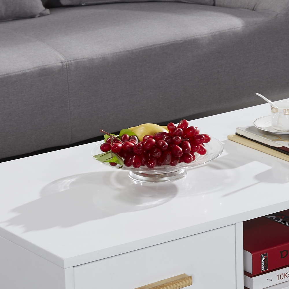 47.2" Rectangular Coffee Table with Drawers & Storage White window image