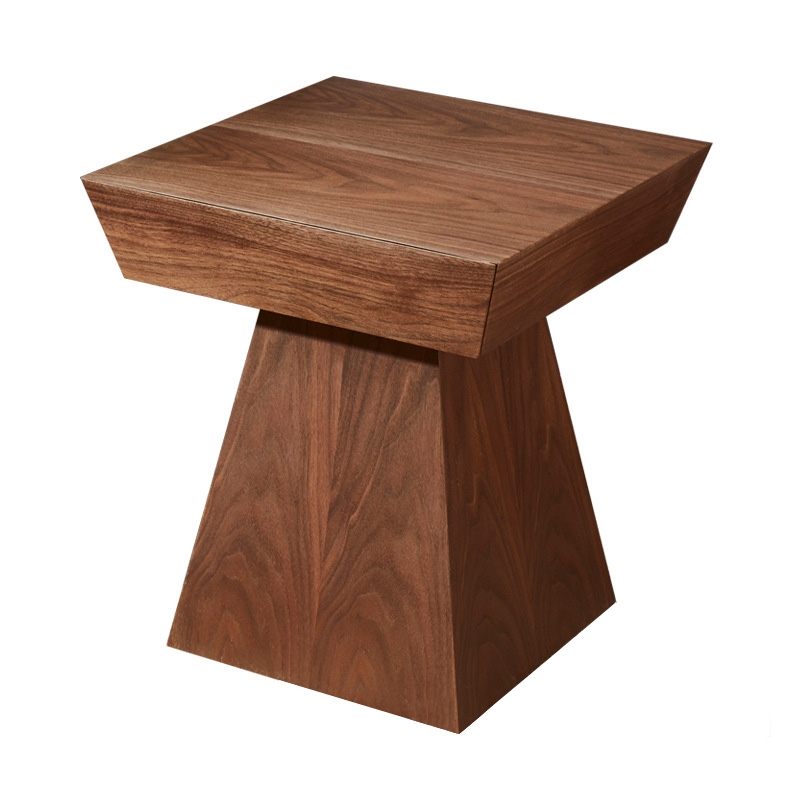 Rustic Wood End Table with Storage Drawer with Veneer window image