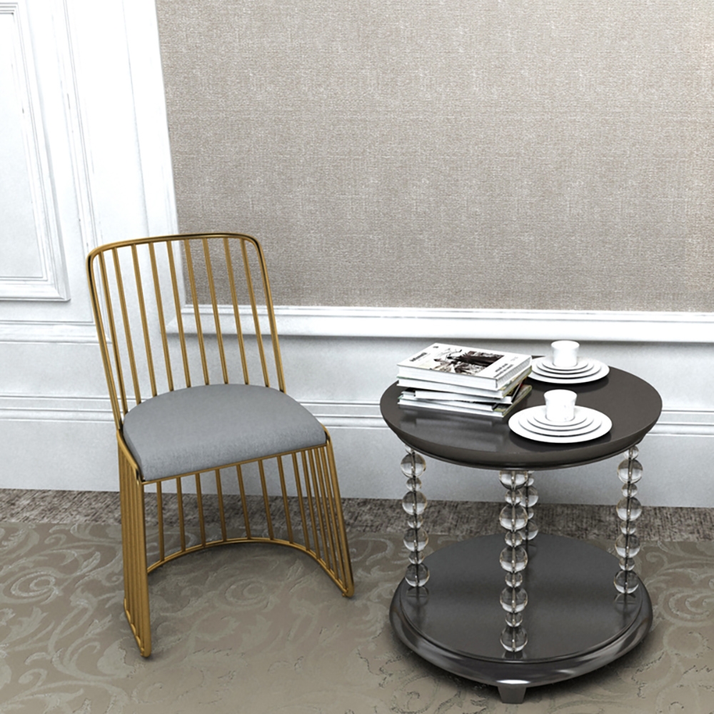 Modern Gold Dining Chair Grey Upholstered Dining Chair Velvet Dining Chair Set of 2 window image