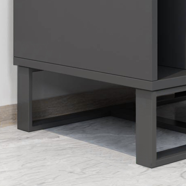 Modern Gray Night Stand 2-Drawer Nightstand Bedside Cabinet with Open Storage Metal Base window image