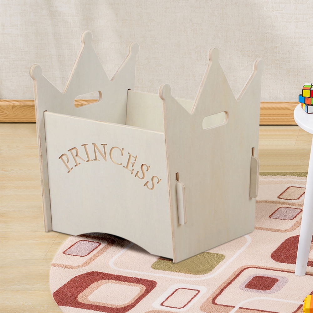 Modern Beige Kids Toy Storage Box Wooden Toy Chest window image