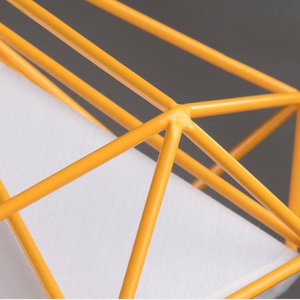 Pagoda Orange Metal Geometric Framework Pendant Light with White Fabric Shade window image