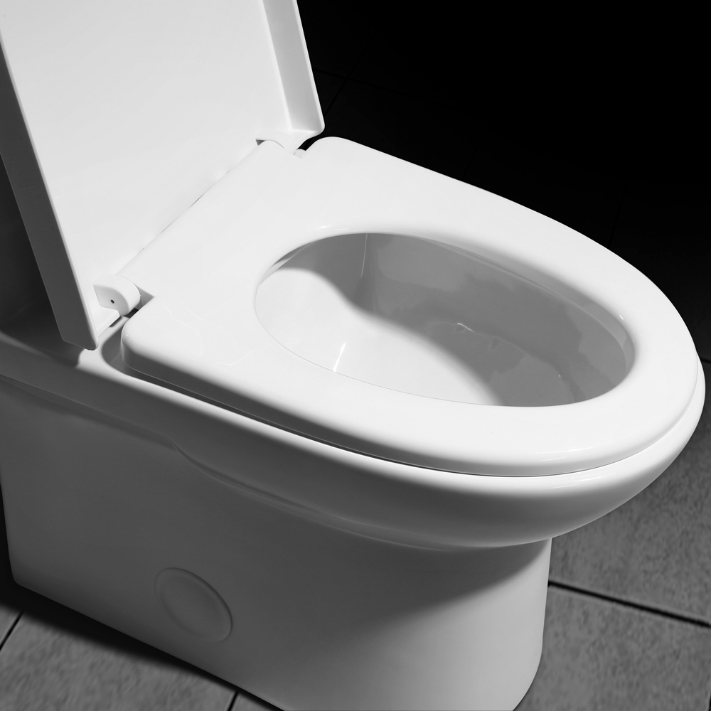 Modern One-Piece Single Flush 1.28 GPF Elongated Siphonic Toilet in White with Soft-Close Seat & Lid window image