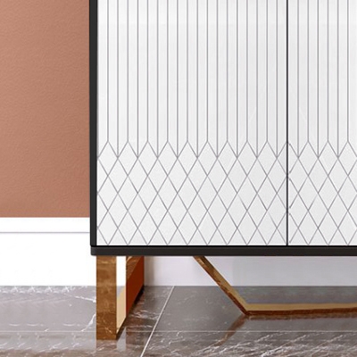 Armoire d'appoint Aro contemporaine blanche et noire à 2 portes et étagères image de fenêtre