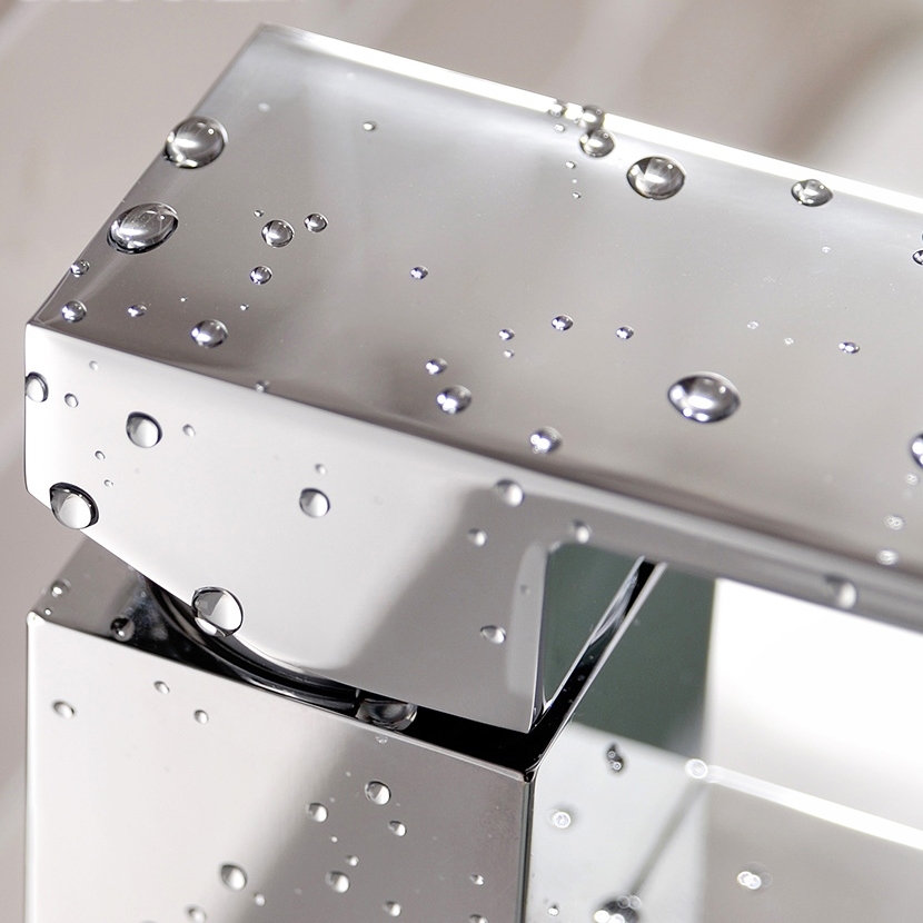 Dree Modern One Handle Single Hole Square Bathroom Sink Faucet Solid Brass in Polished Chrome window image