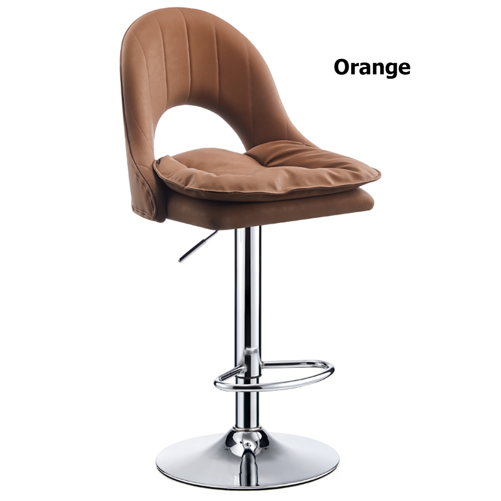 Swivel Bar Stool with Backrest Adjustable Height PU Leather Upholstered in Chrome window image