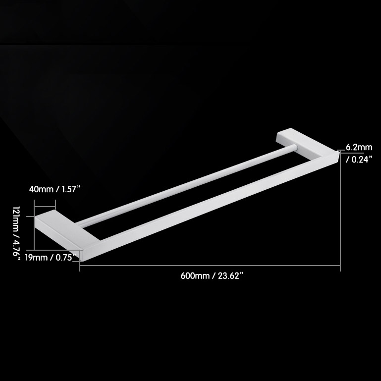 Tierney Minimaliste Barre Double Porte-serviette Mural Blanc en Acier Inoxydable image de fenêtre