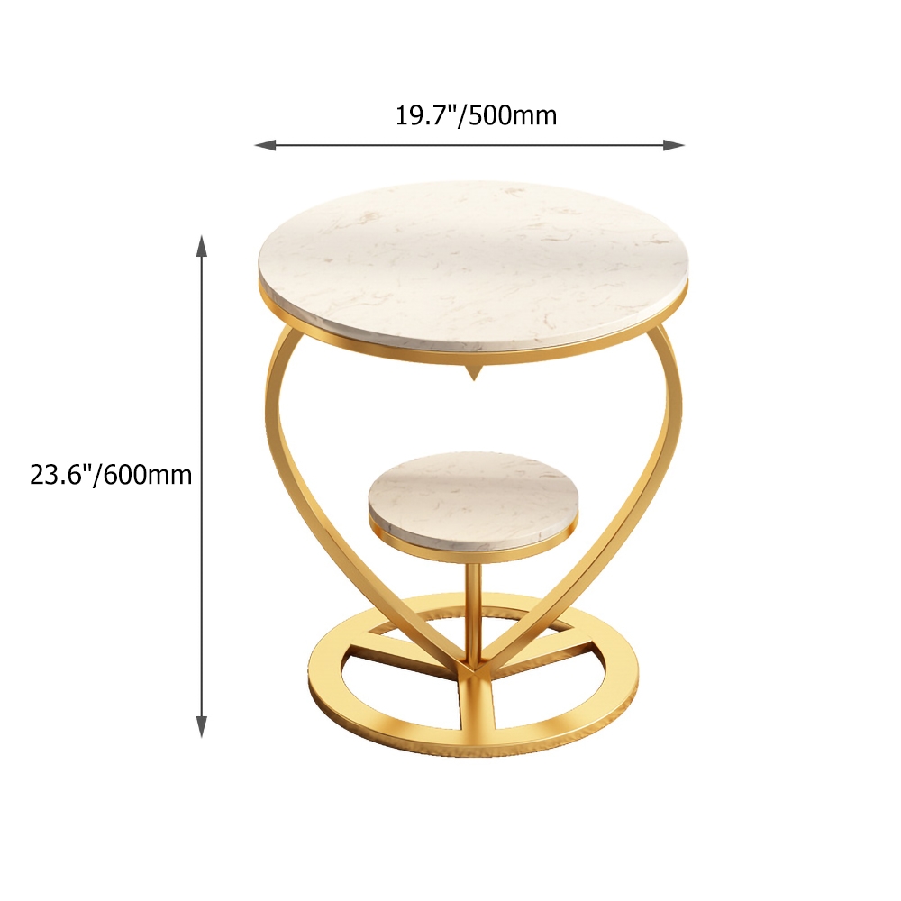 Round Side Table 2-Tiered with Storage Shelf Modern Metal End Table window image
