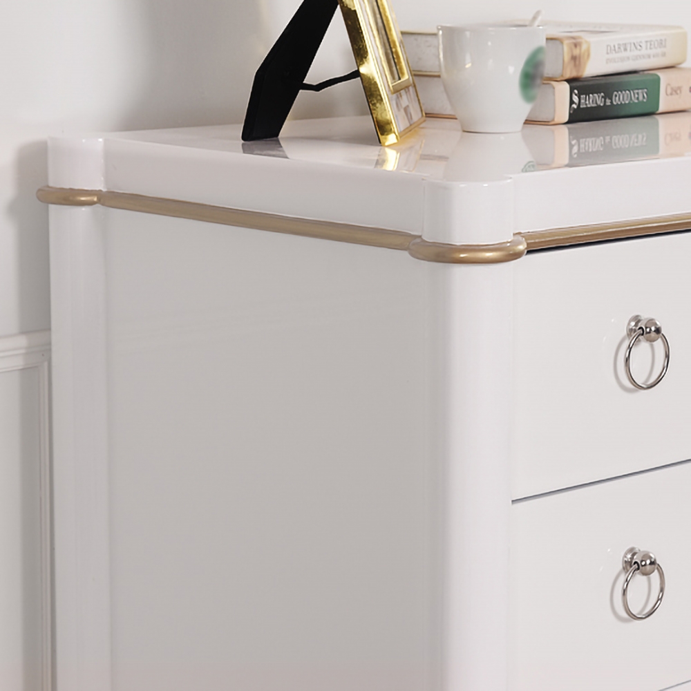 1500mm White Cabinet Glossy Bedroom Dresser with 6 Drawers in Gold window image
