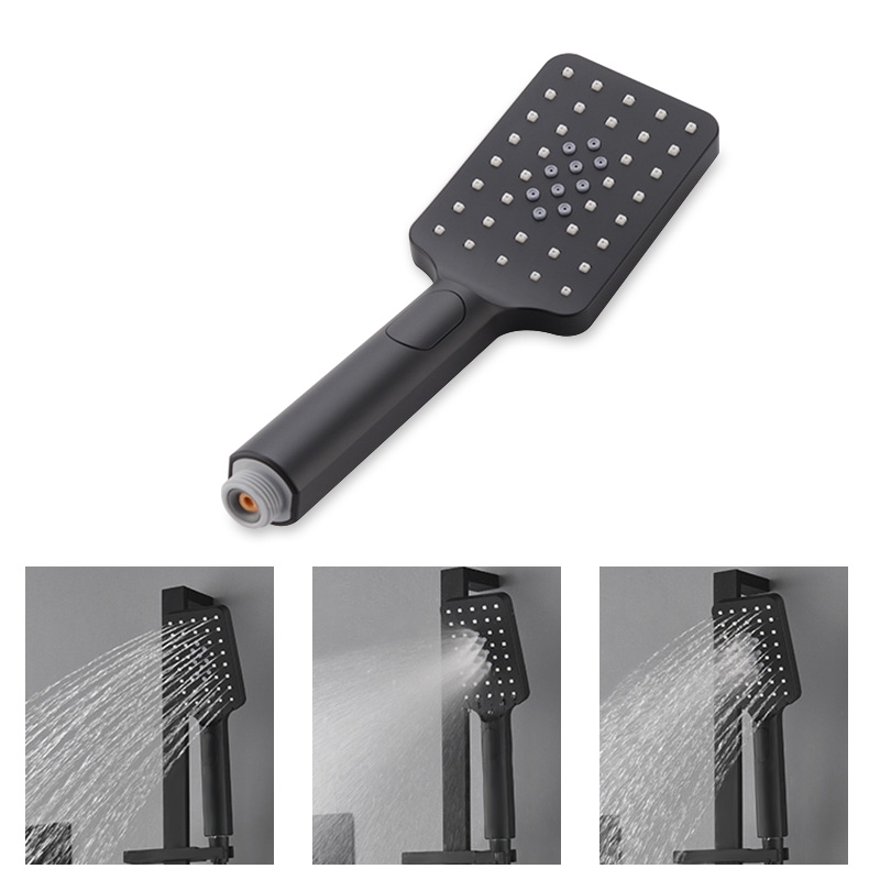 Modern Style Matte Black Wall Mounted Rain & Waterfall Shower System with Slide Bar Hand Shower Solid Brass window image