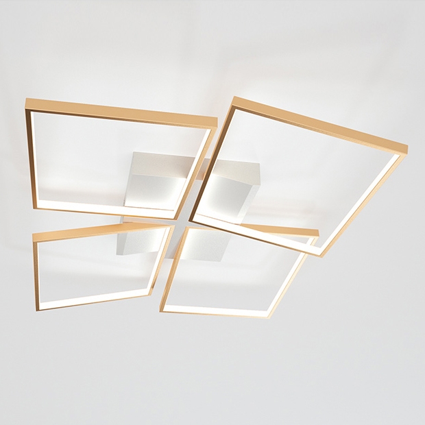 Modern Square LED Flush Mount Ceiling Light in Gold & White window image