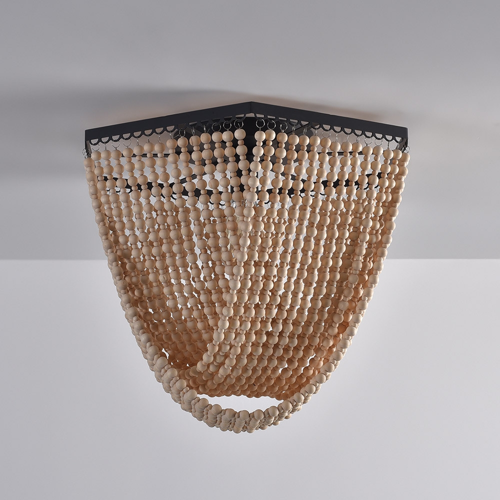 Dowa Farmhouse Cottage Plafonnier en bois avec cadre en métal 1 lumière Noir image de fenêtre