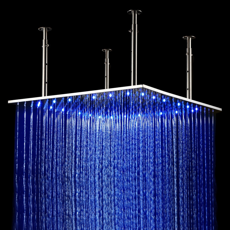 24" Modern LED Stainless Steel Ceiling Square Rain Shower Head in ...