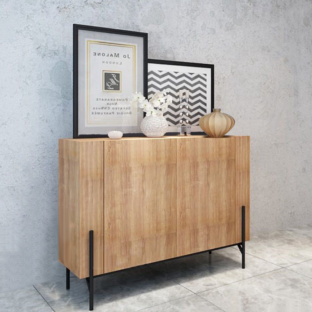 Wooden 2 Door Accent Sideboard Cabinet Console Table Natural window image