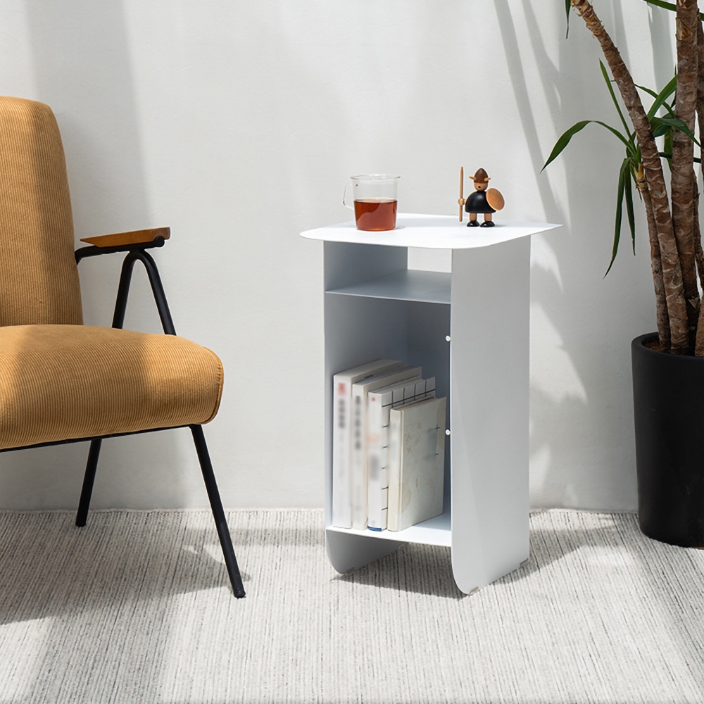 Green Side Table with Storage Metal window image