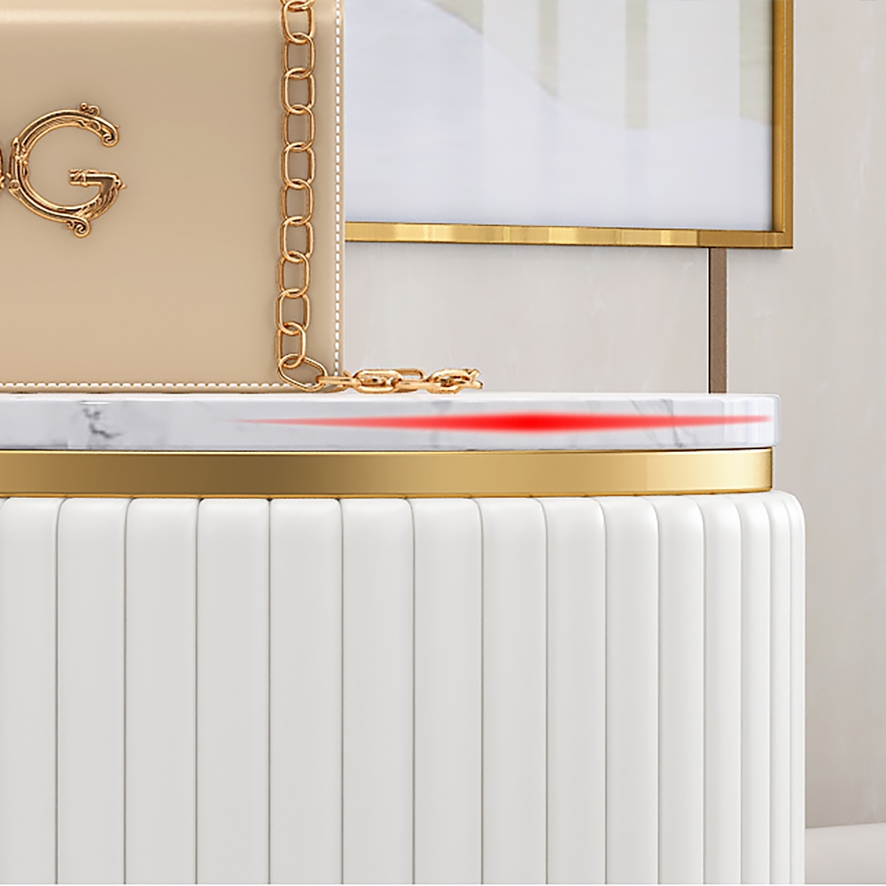 49" White 2-Door Sideboard Buffet with Faux Marble Top Modern Sideboard Cabinet in Small