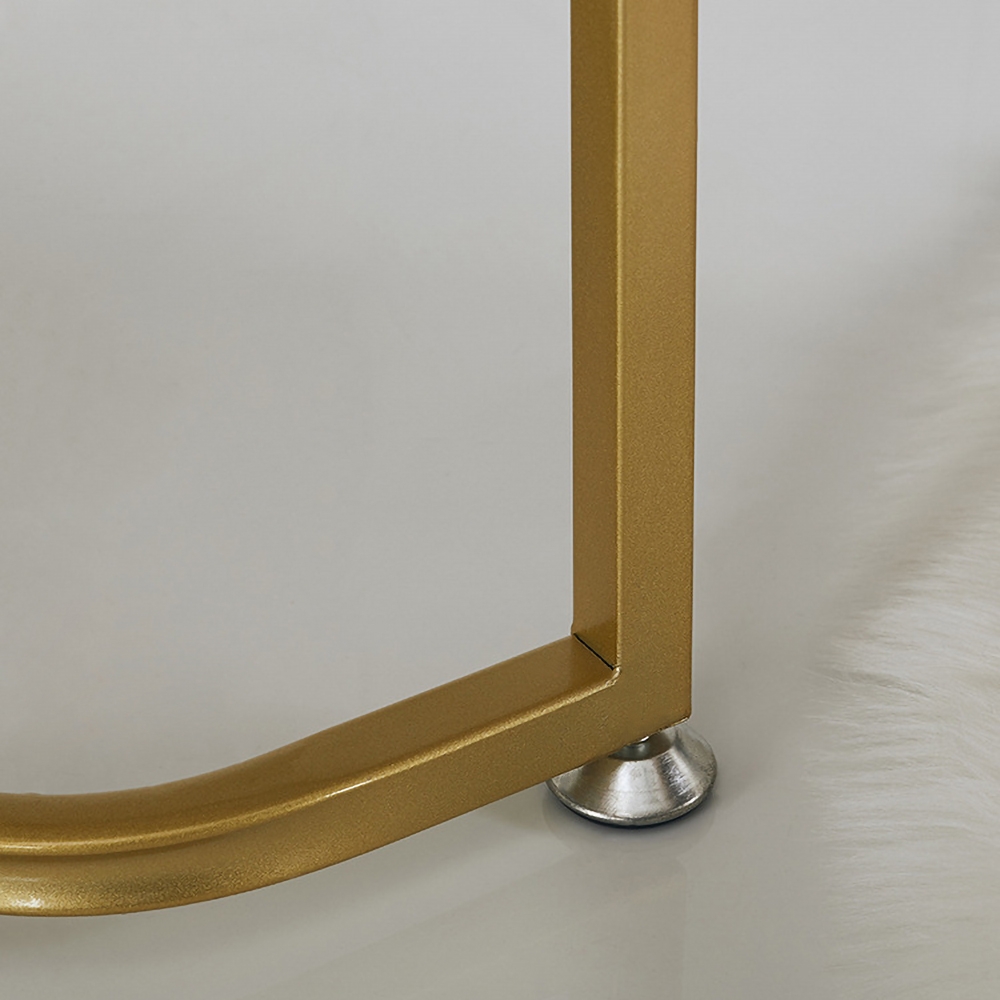 39" Modern White Makeup Vanity Faux Marble Dressing Table with 1 Drawer & Shelves in Gold window image