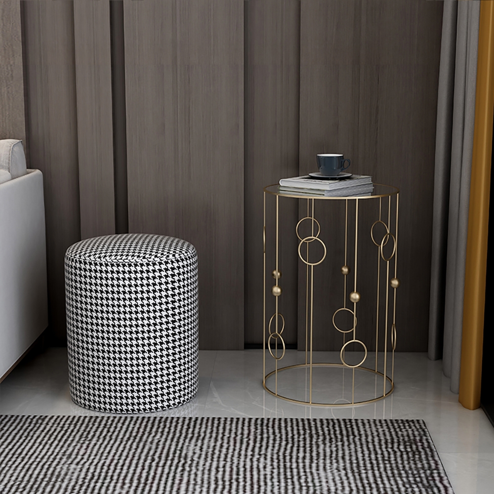 3-Piece Modern End Table Set with Glass Top Metal Frame Side Table Set window image